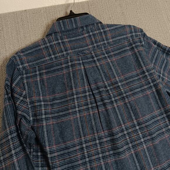 Eddie Bauer Bristol Flannel Shirt Mens Small Blue Plaid Relaxed Fit Casual - Picture 10 of 14